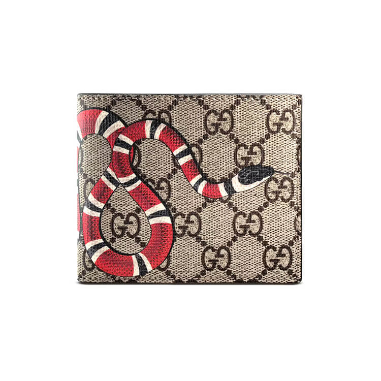 Gucci Kingsnake Print GG Supreme Wallet